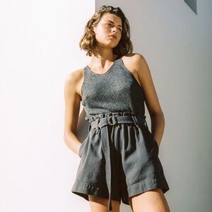 ROWIE the Label Jett Tie Waist Shirts in Charcoal
